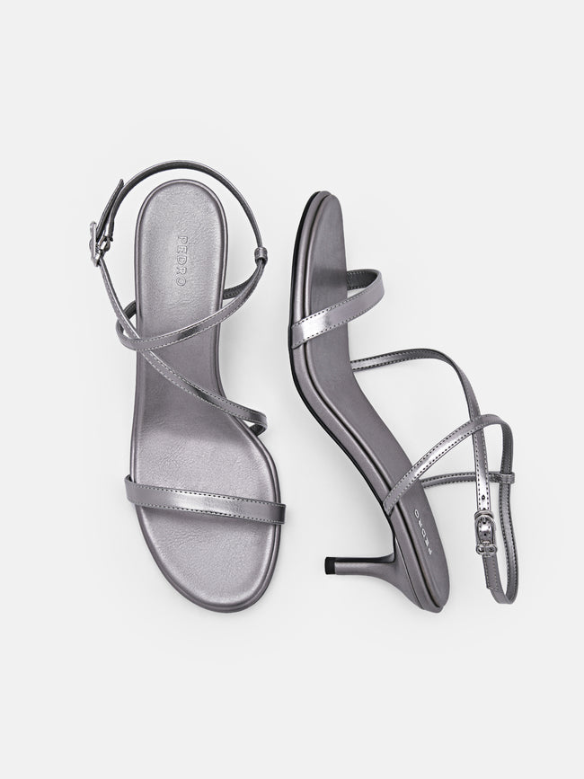 PEDRO Strappy Heel Sandals- Pewter
