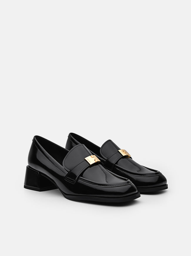 PEDRO Jatte Leather Heel Loafers- Black