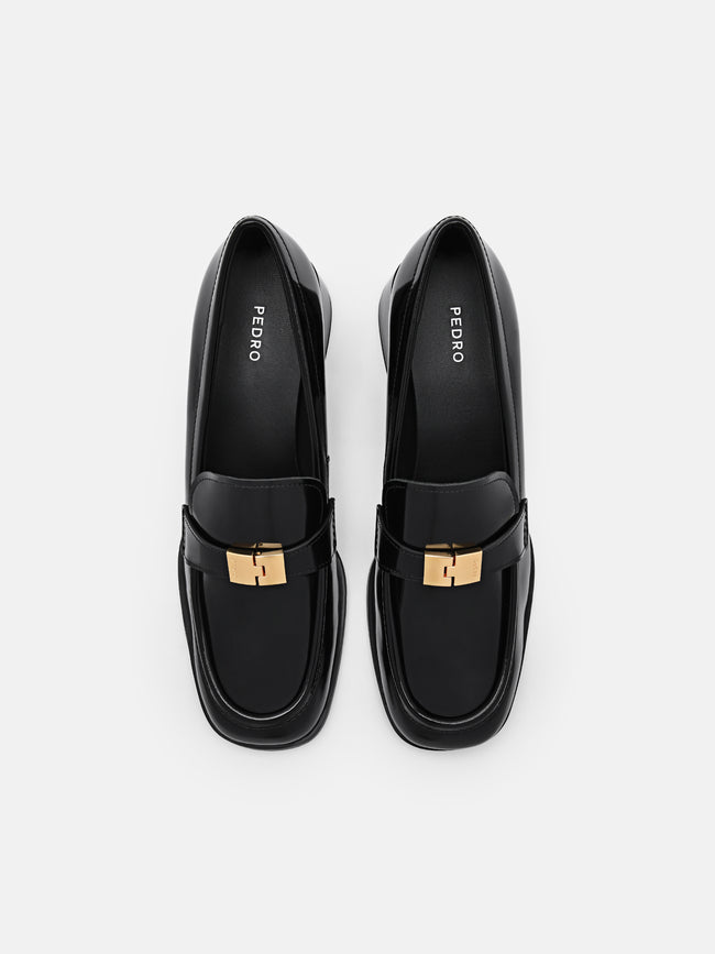 PEDRO Jatte Leather Heel Loafers- Black