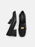PEDRO Jatte Leather Heel Loafers- Black