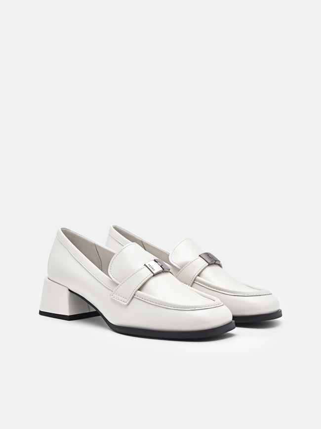 PEDRO Jatte Leather Heel Loafers- Chalk
