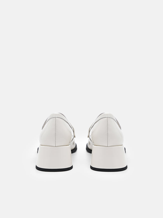 PEDRO Jatte Leather Heel Loafers- Chalk