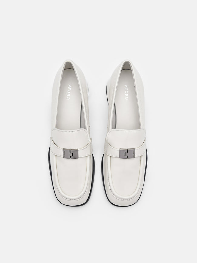 PEDRO Jatte Leather Heel Loafers- Chalk