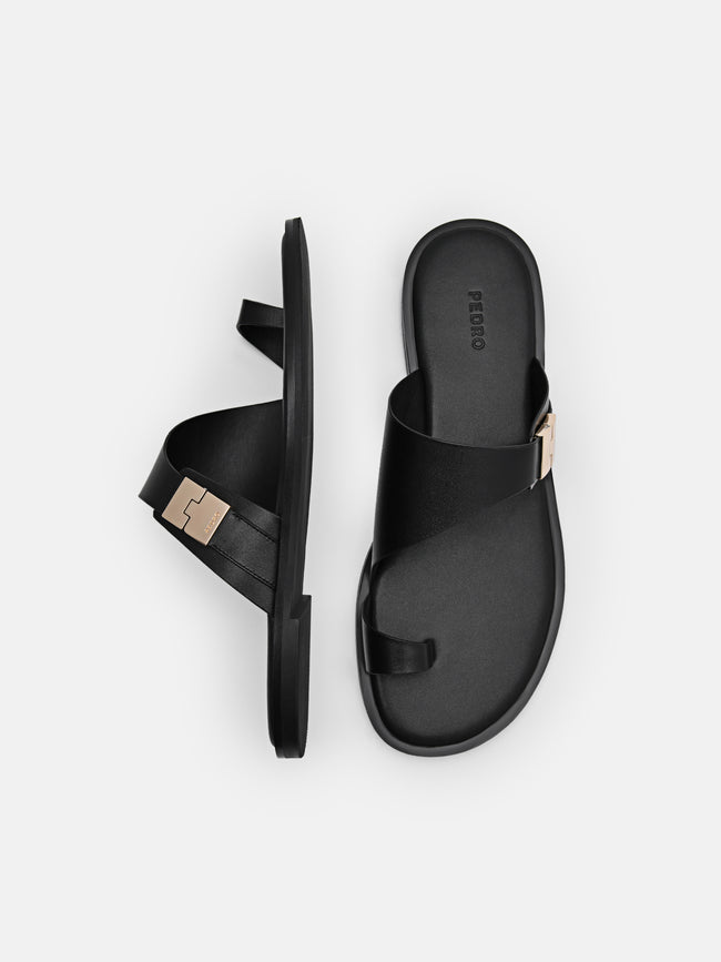 PEDRO Jatte Leather Sandals- Black