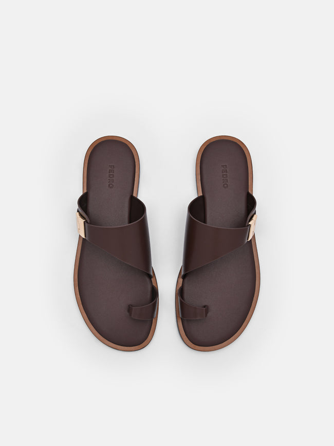 PEDRO Jatte Leather Sandals- Dark Brown
