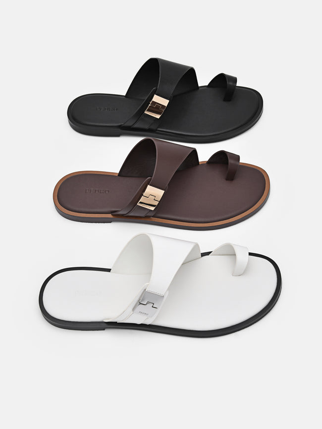 PEDRO Jatte Leather Sandals- Dark Brown