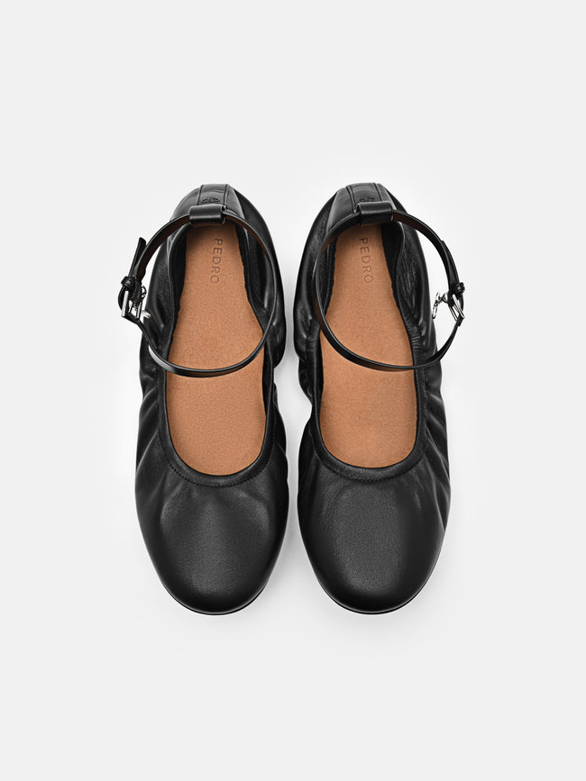 PEDRO Eclipse Leather Ballerina Flats- Black