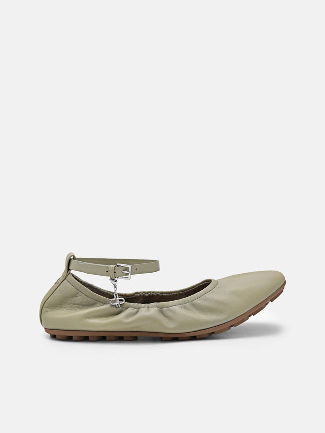PEDRO Eclipse Leather Ballerina Flats- Olive