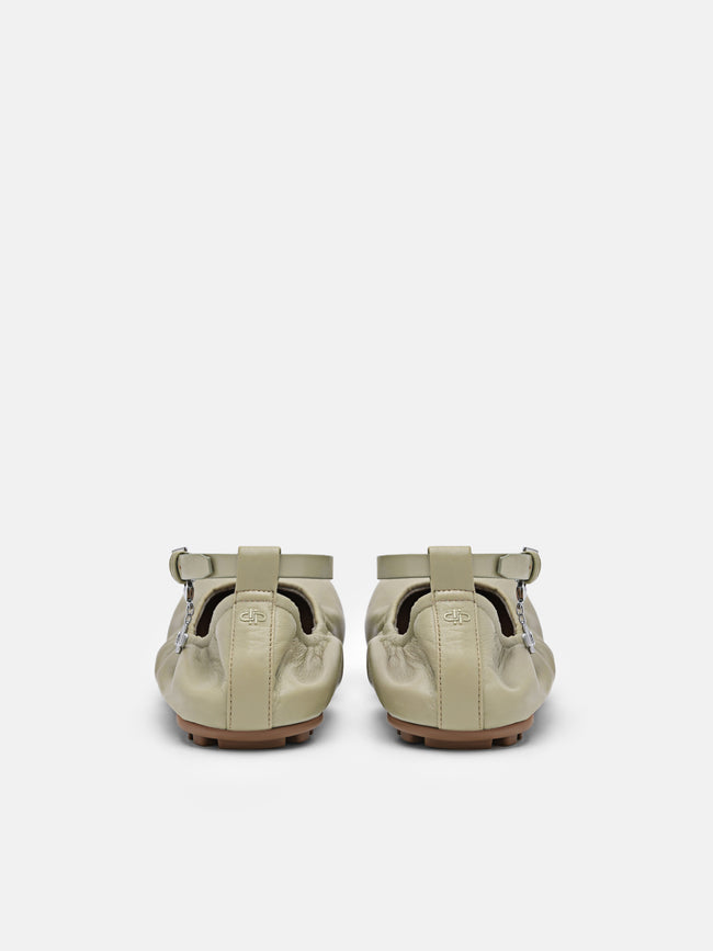 PEDRO Eclipse Leather Ballerina Flats - Olive