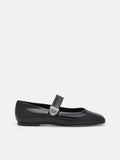 PEDRO Lottie Leather Ballerina Flats- Black