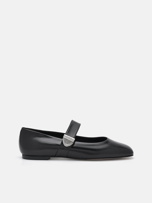 PEDRO Lottie Leather Ballerina Flats- Black