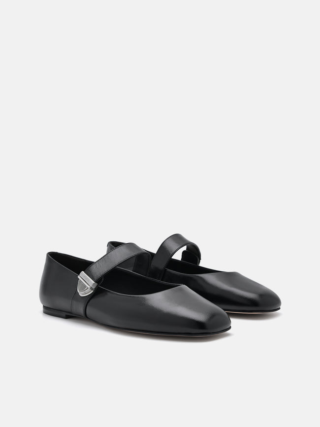 PEDRO Lottie Leather Ballerina Flats- Black