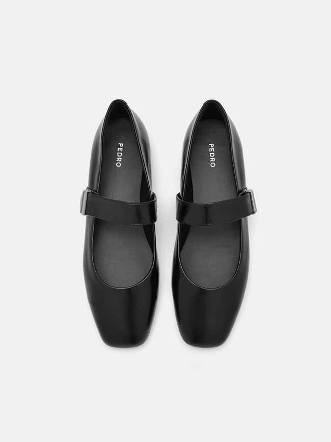 PEDRO Lottie Leather Ballerina Flats- Black