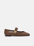 PEDRO Lottie Leather Ballerina Flats- Brown