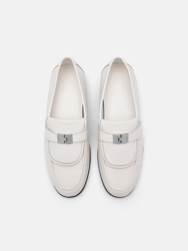 PEDRO Jatte Leather Loafers- Chalk