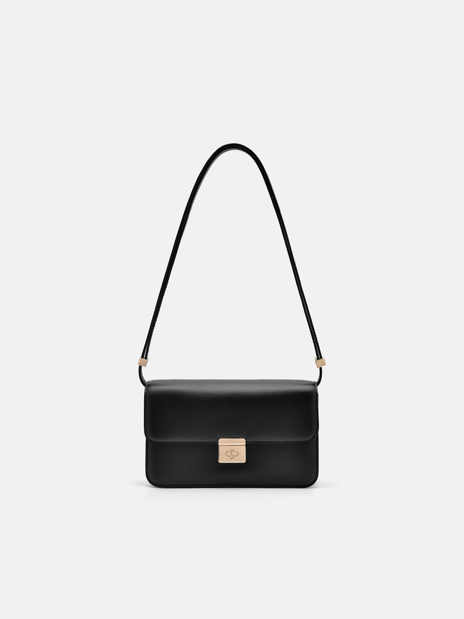 PEDRO PEDRO Studio Leather Shoulder Bag- Black