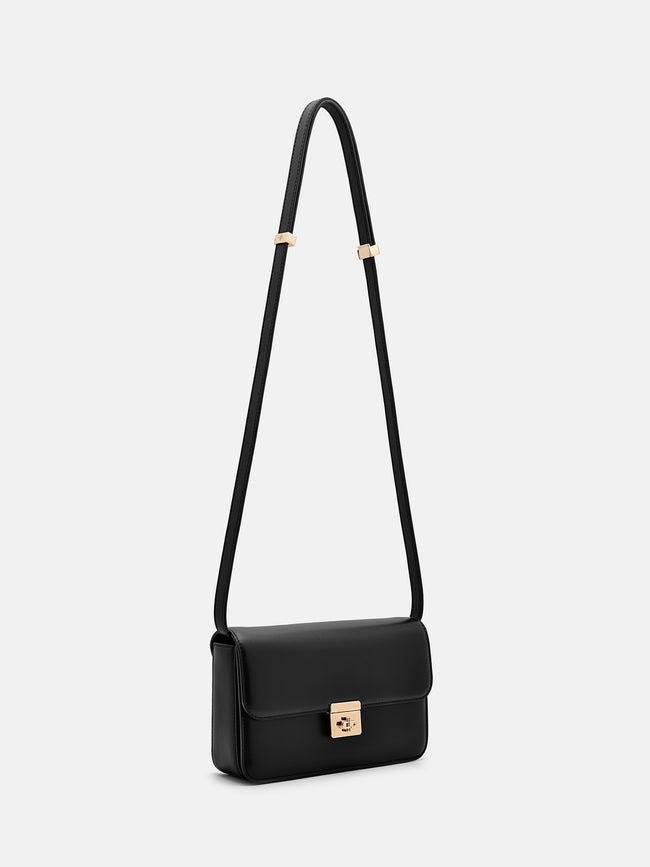 PEDRO PEDRO Studio Leather Shoulder Bag- Black