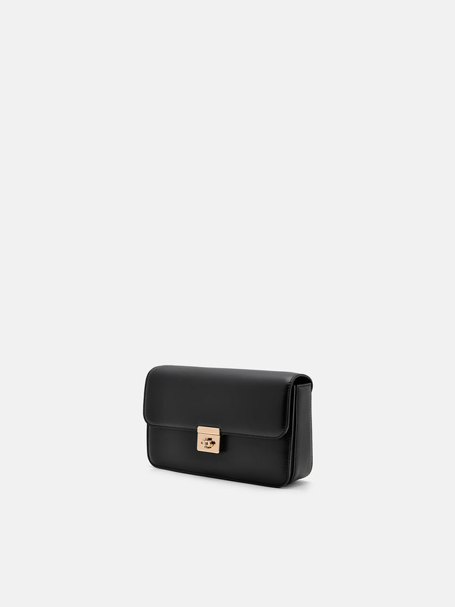 PEDRO PEDRO Studio Leather Shoulder Bag- Black