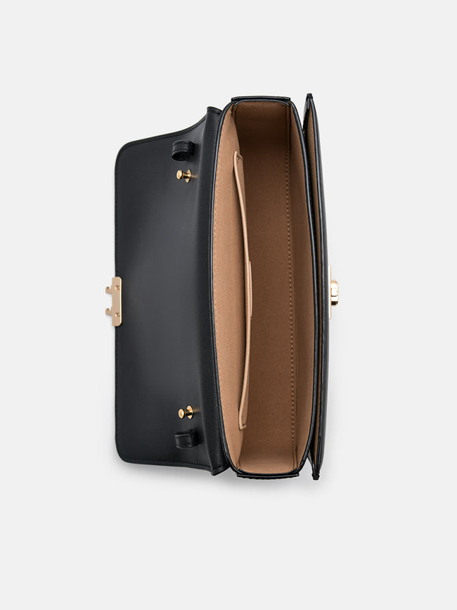 PEDRO PEDRO Studio Leather Shoulder Bag- Black