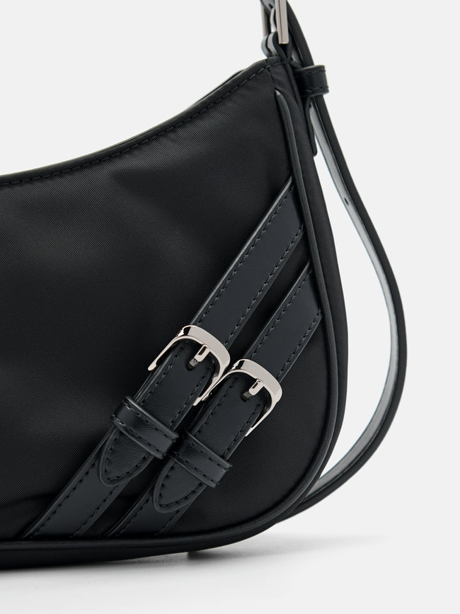 PEDRO Helix Buckle Shoulder Bag- Black