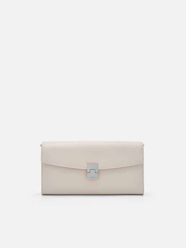 PEDRO Jattle Leather Bi-Fold Long Wallet- Chalk