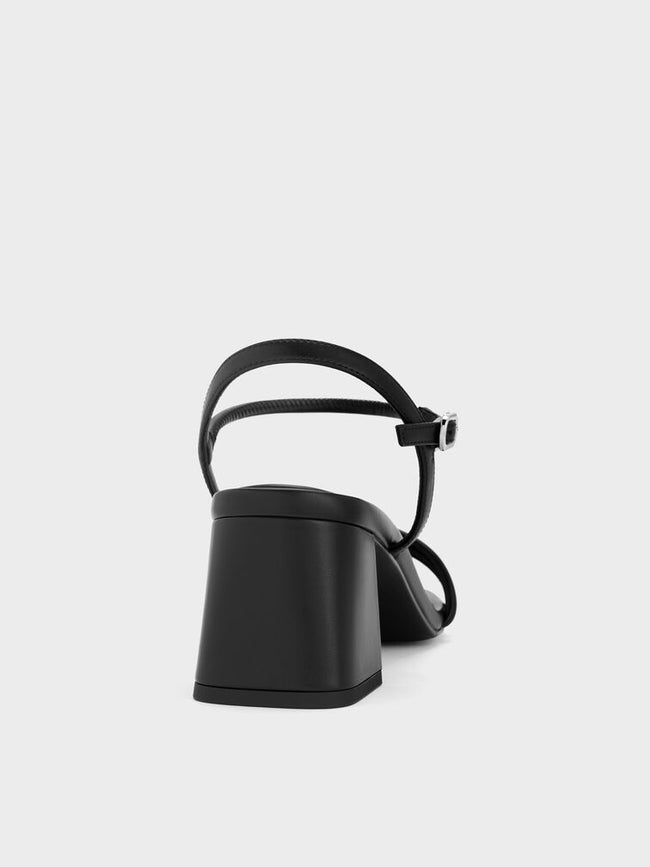Strappy Trapeze-Heel Sandals_Black