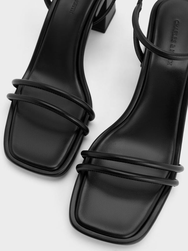 Strappy Trapeze-Heel Sandals_Black