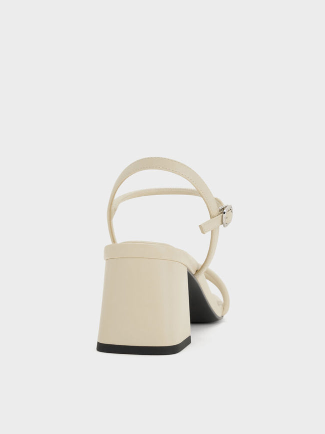 Strappy Trapeze-Heel Sandals_Beige