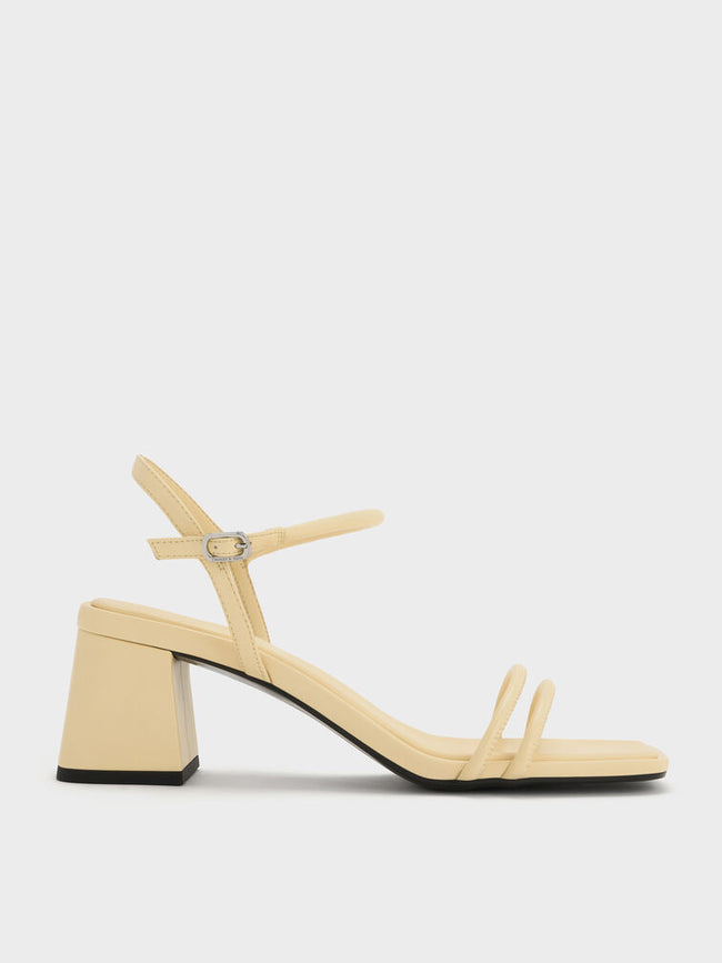 Strappy Trapeze-Heel Sandals_Yellow