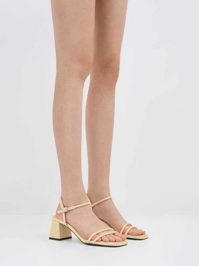 Strappy Trapeze-Heel Sandals_Yellow