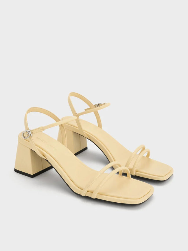 Strappy Trapeze-Heel Sandals_Yellow