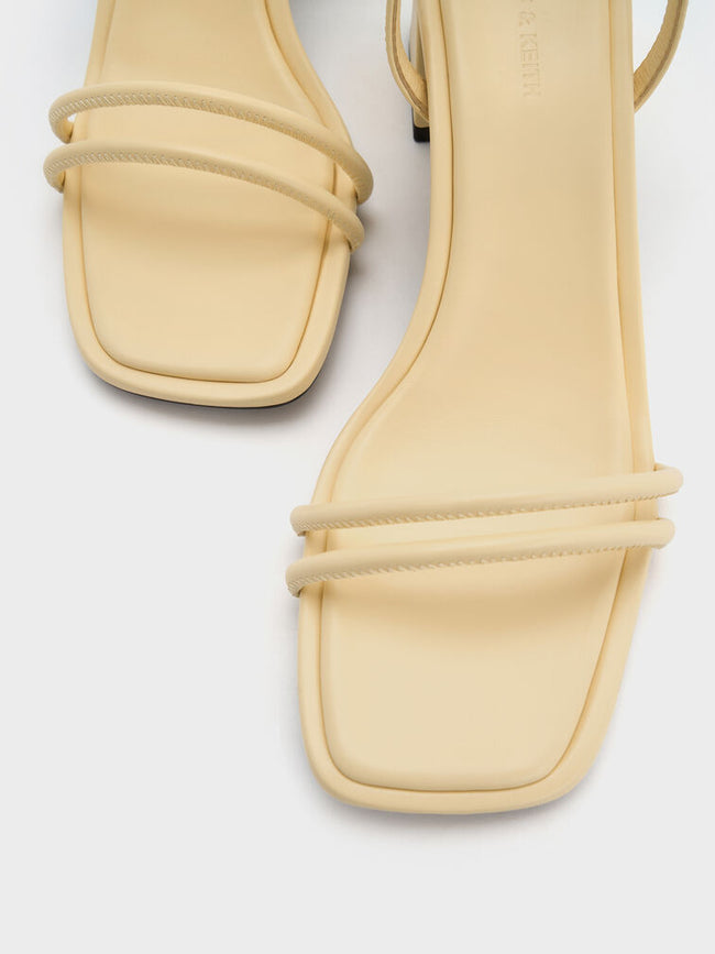 Strappy Trapeze-Heel Sandals_Yellow