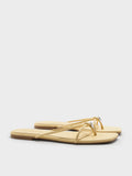 Metallic-Charm Strappy Thong Sandals_Yellow