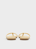 Metallic-Charm Strappy Thong Sandals_Yellow