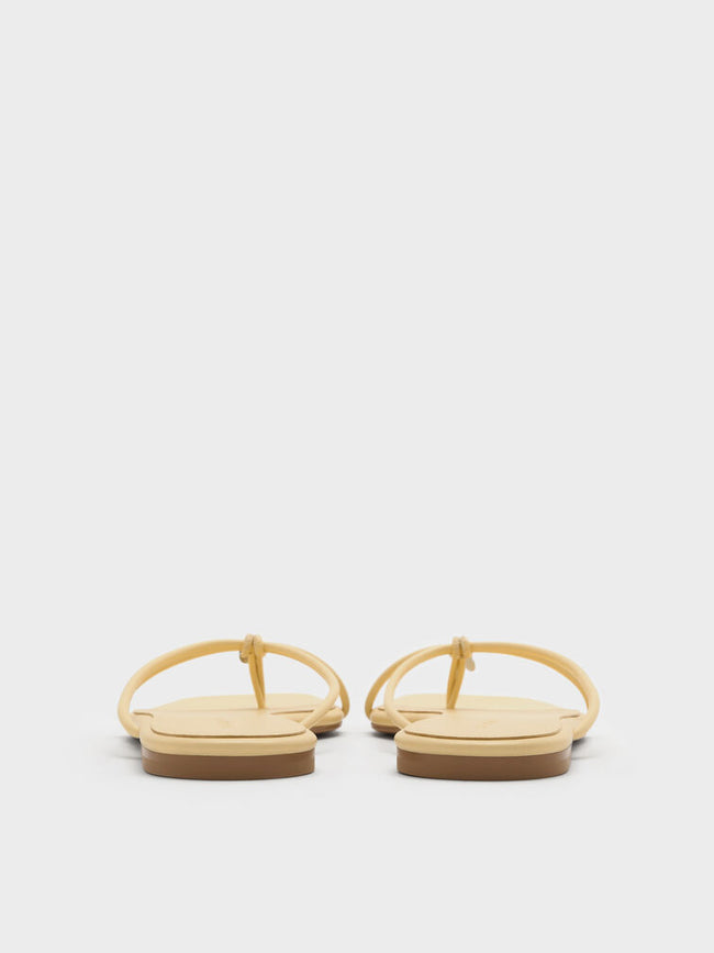 Metallic-Charm Strappy Thong Sandals_Yellow