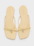 Metallic-Charm Strappy Thong Sandals_Yellow