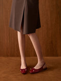 CHARLES & KEITH Women Barbara Patent Pearl-Bow Slingback Flats_Red