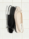 CHARLES & KEITH Women Barbara Patent Pearl-Bow Slingback Flats_Black Patent