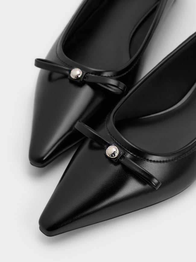 Bow Pointed Ballet Flats_Black