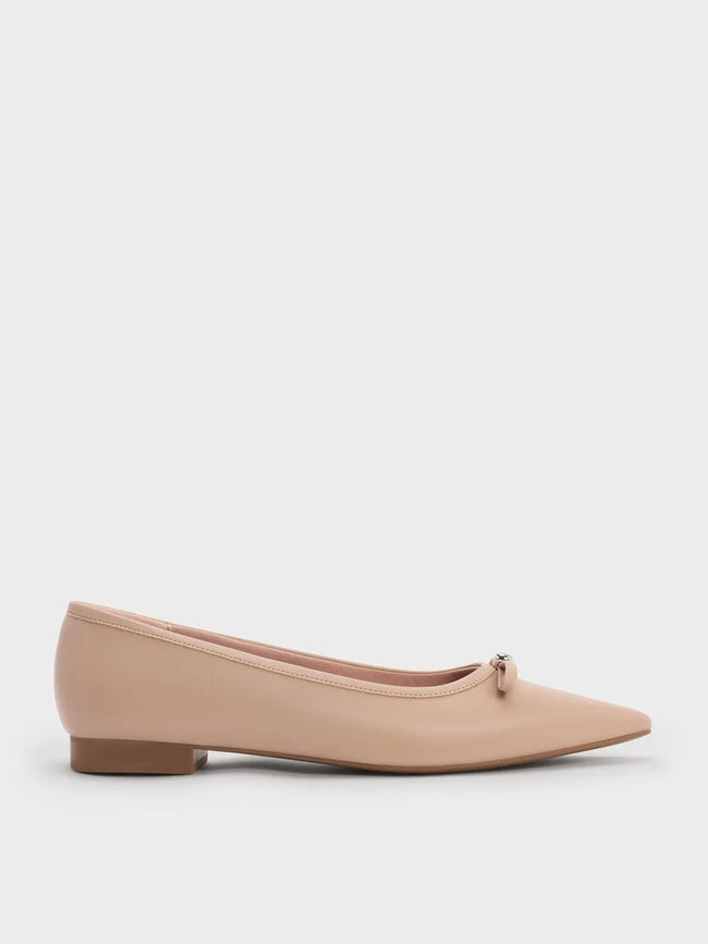 Bow Pointed Ballet Flats_Nude