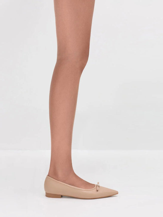 Bow Pointed Ballet Flats_Nude