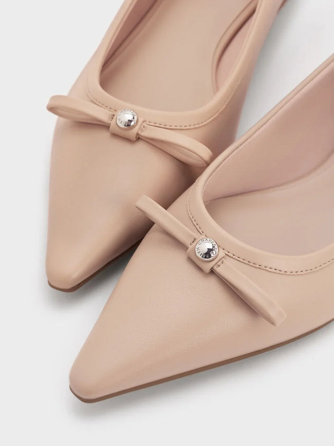 Bow Pointed Ballet Flats_Nude