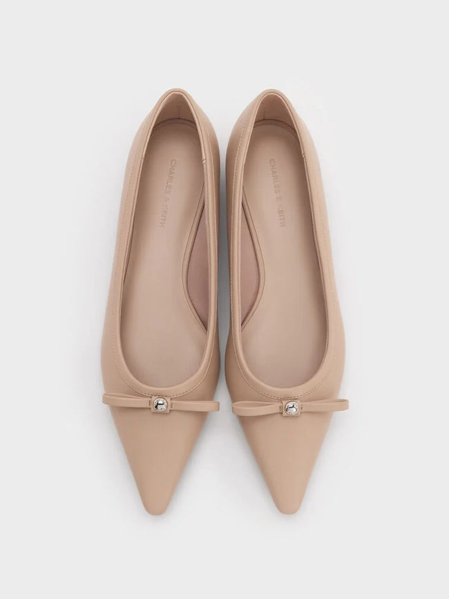Bow Pointed Ballet Flats_Nude