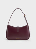 CHARLES & KEITH Women Cesia Metallic-Accent Shoulder Bag_Wineberry Red