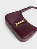 CHARLES & KEITH Women Cesia Metallic-Accent Shoulder Bag_Wineberry Red