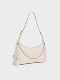 CHARLES & KEITH Women Antonella Chain-Strap Side-Buckle Shoulder Bag_Cream