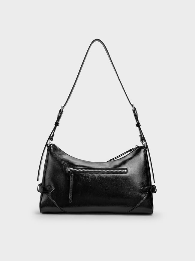 CHARLES & KEITH Women Antonella Chain-Strap Side-Buckle Shoulder Bag_Noir