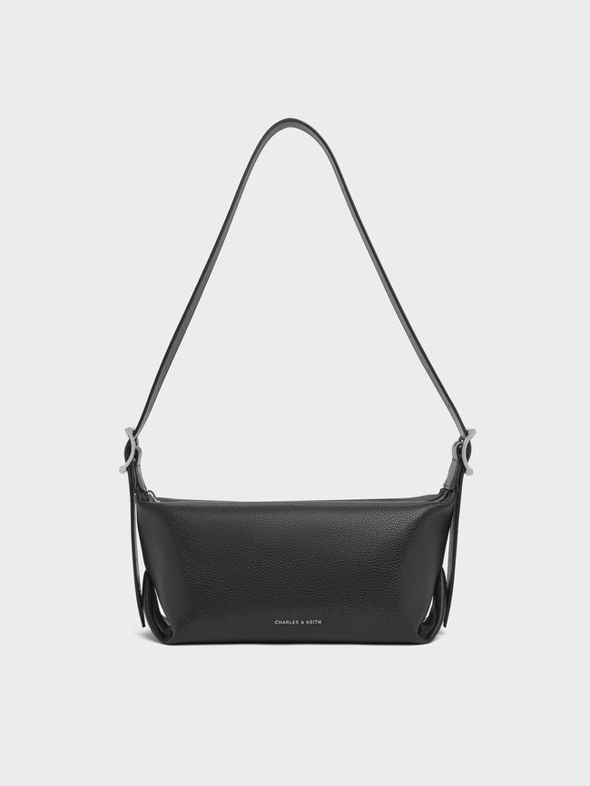 CHARLES & KEITH Women Larsen Buckle-Strap Slouchy Shoulder Bag_Noir