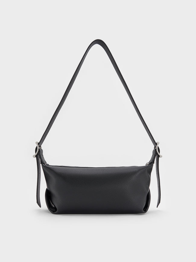 CHARLES & KEITH Women Larsen Buckle-Strap Slouchy Shoulder Bag_Noir