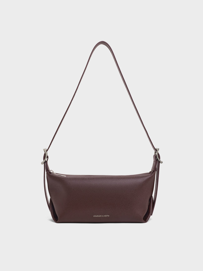 CHARLES & KEITH Women Larsen Buckle-Strap Slouchy Shoulder Bag_Plum